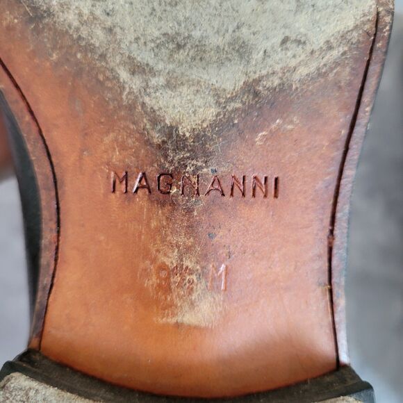 Magnanni‎ Cap Toe Mens 9.5 Black Leather Oxford Shoes - Picture 7 of 14